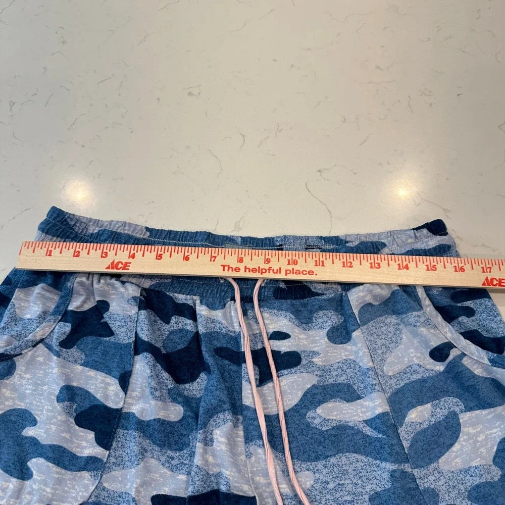 Jane and Bleecker Blue Camo Pajama Pants Women Medium Lounge Sleepwear Pant